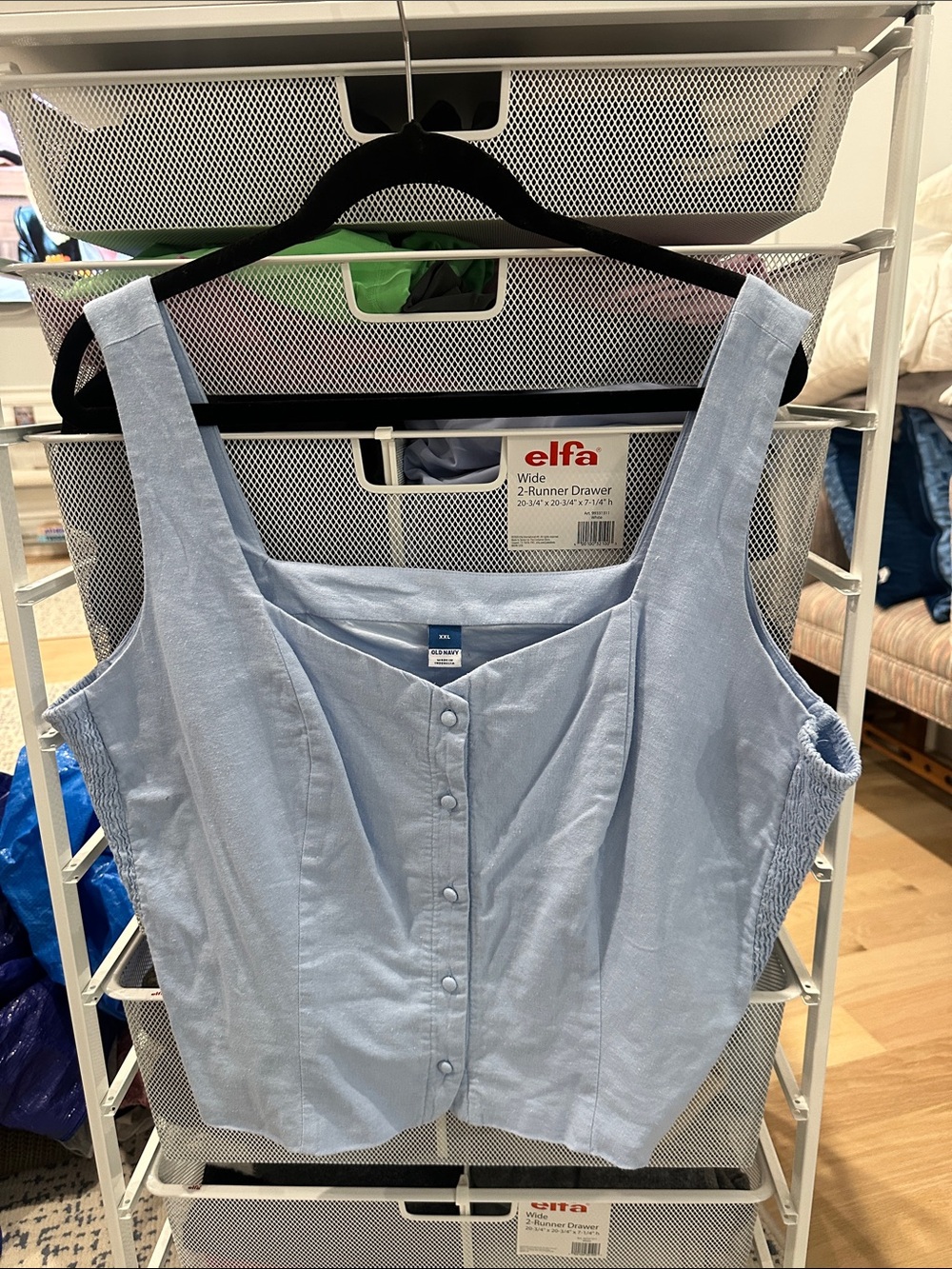 Old Navy Light Blue Button-Front Crop Top